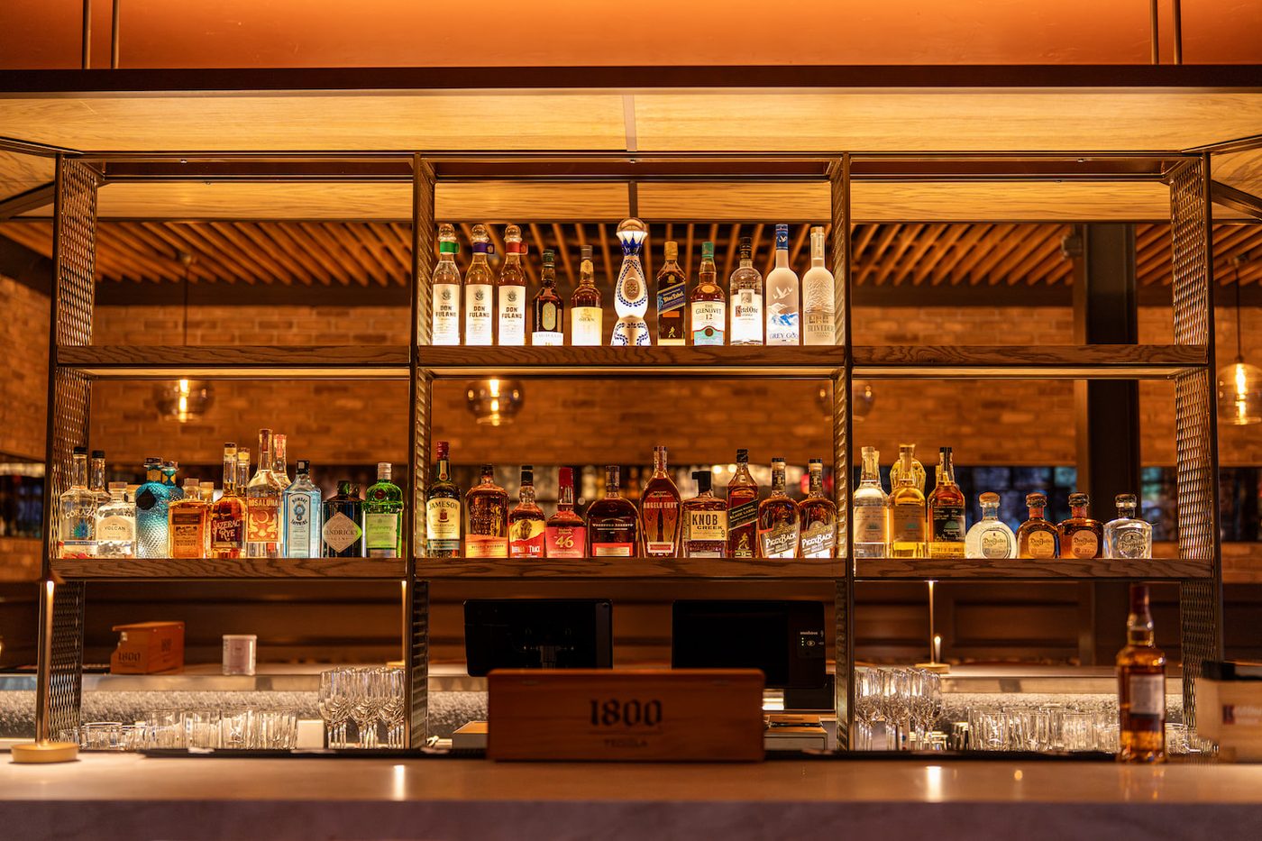 The bar interior at Griffin Kitchen & Bar in Roslyn, NY