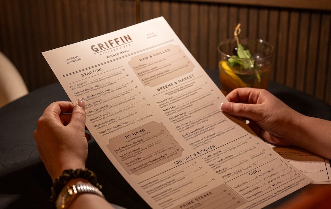 Griffin dinner menu